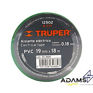 12502 M-33V Cinta de Aislar color Verde ideal para identificar la Fase Physical Earth (PG) en plantas de luz